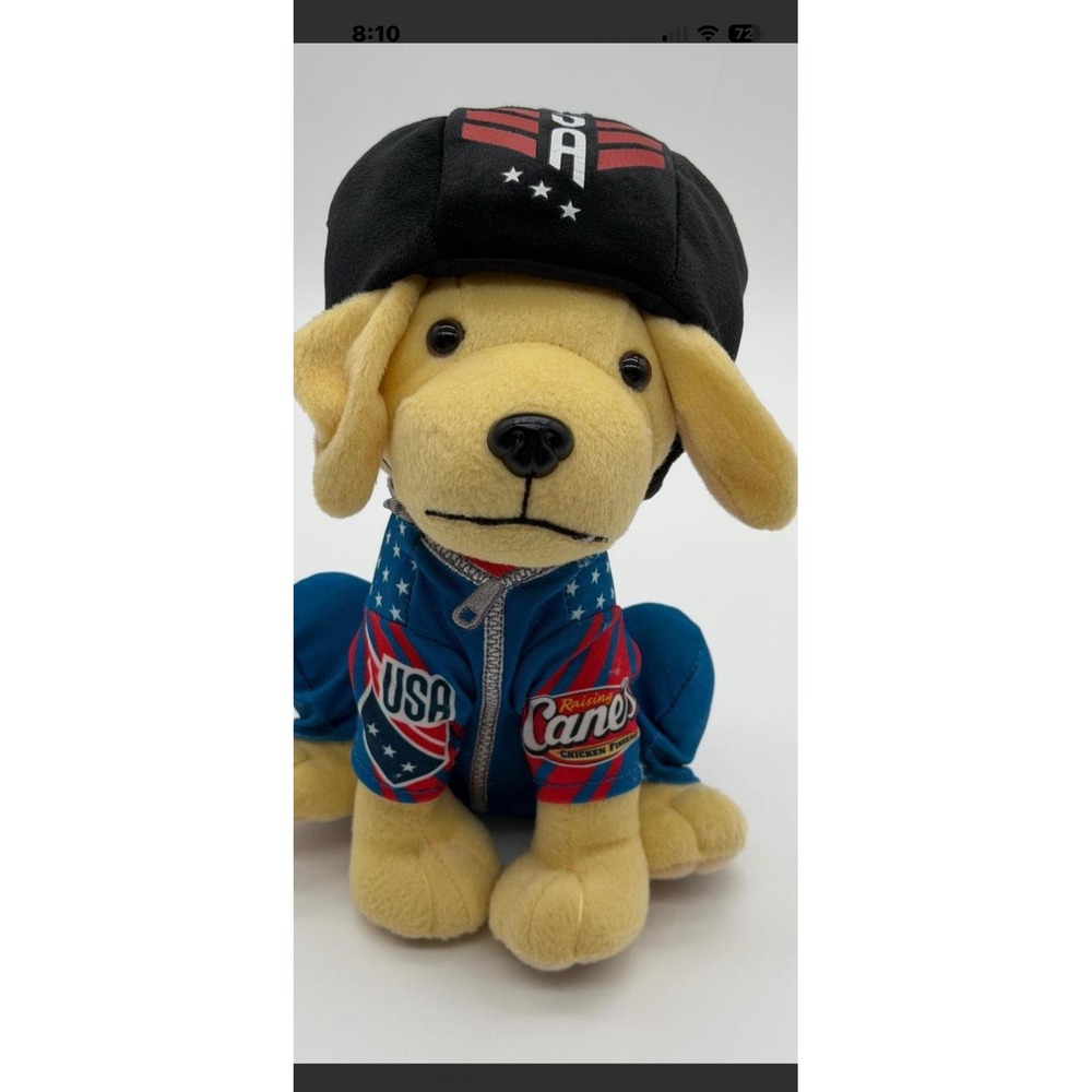 Raising Canes Team USA Cycling Dog Plush Yellow Lab Mascot Stuffed Animal 2024